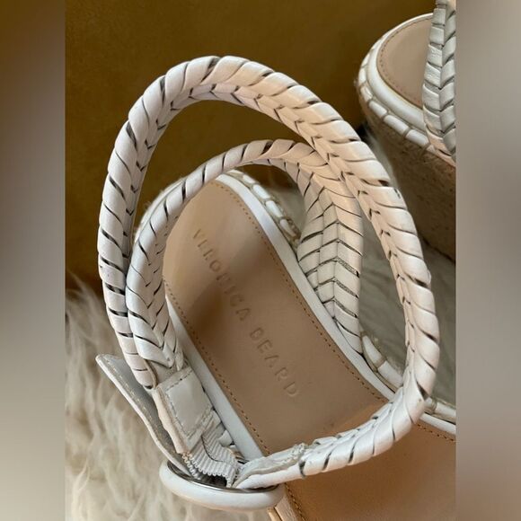 Veronica Beard Rilla Wedge Espadrille Ankle Strap Sandals White 7 - Picture 4 of 9